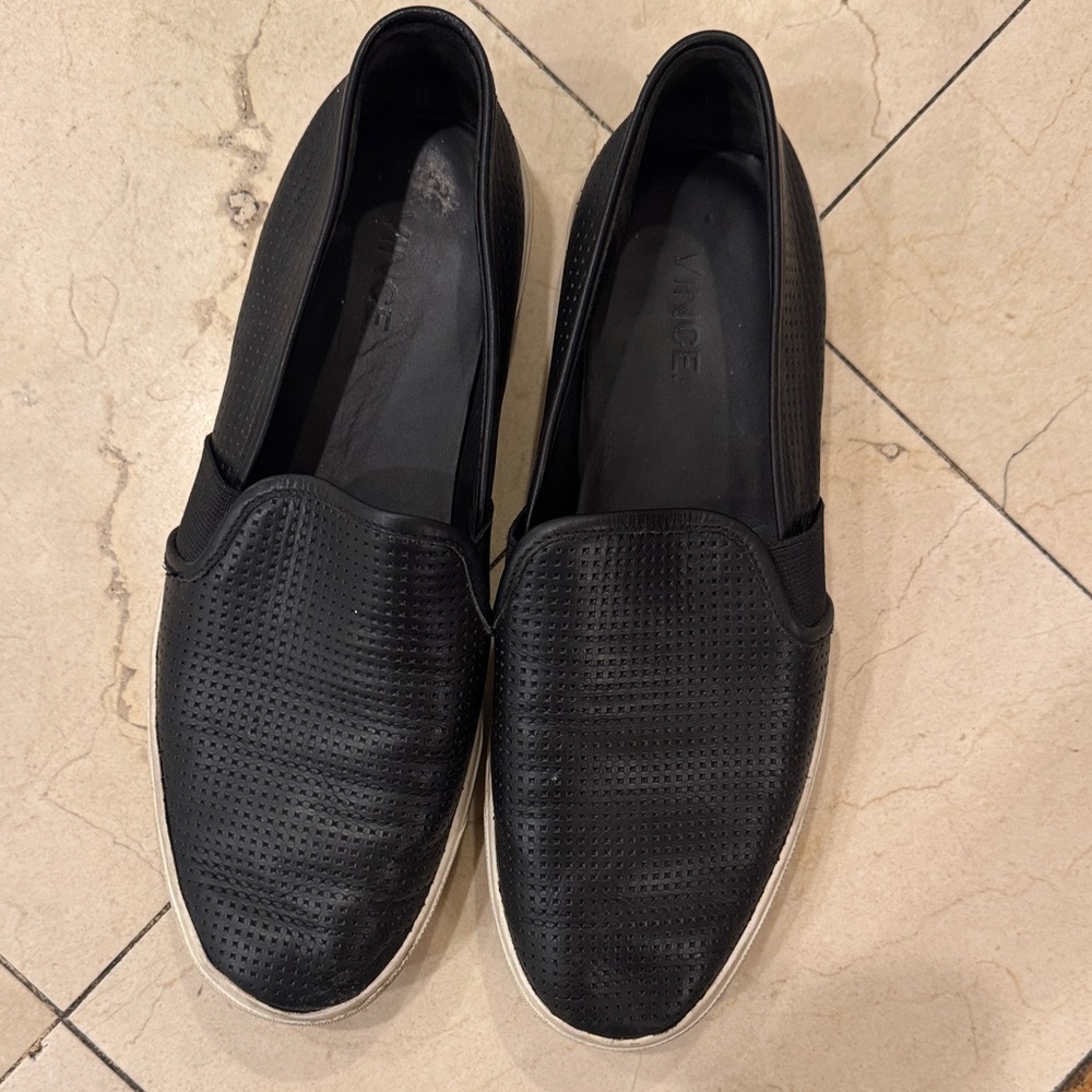 Vince Black Perforated Leather sneaker